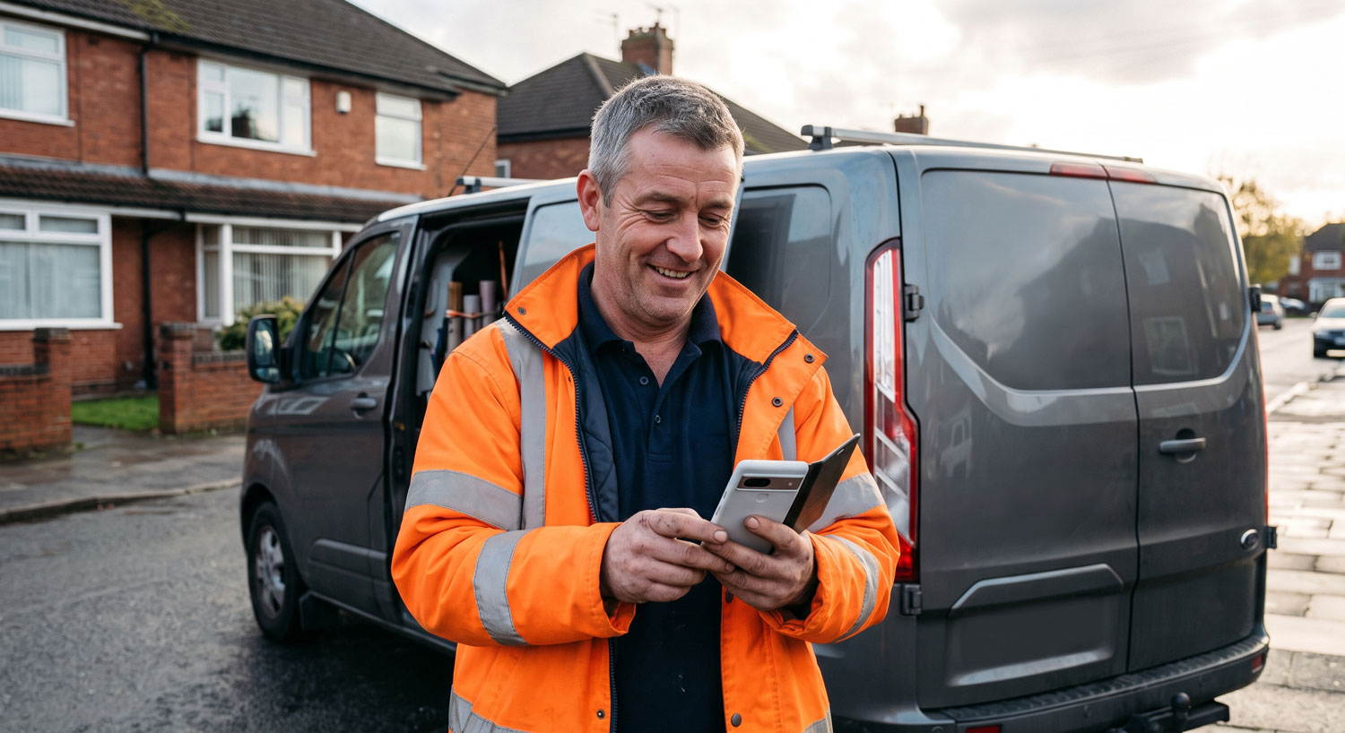 UK Tradesman on Phone